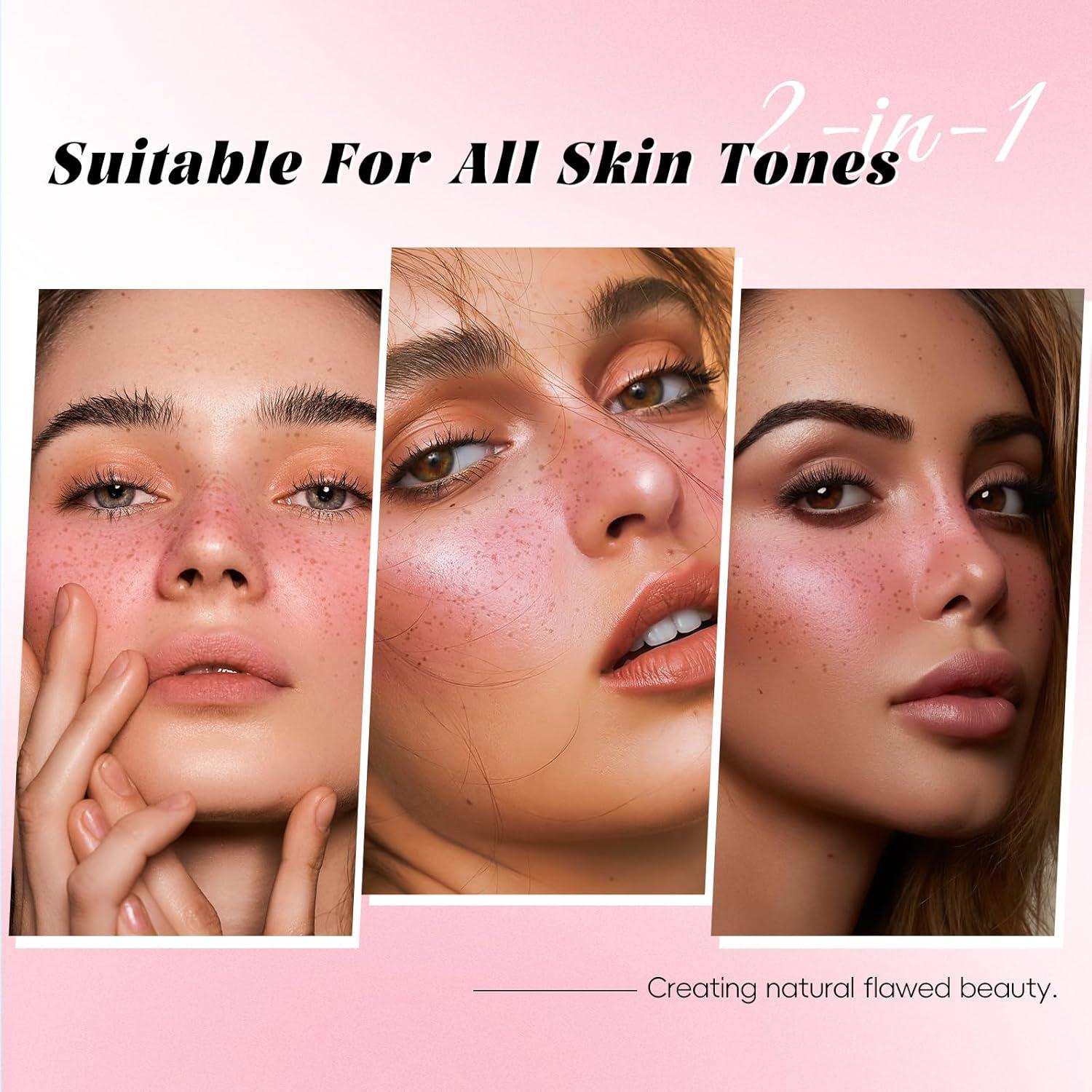 Bolígrafo 2 en 1 Rubor y Pecas Falsas - Marrón Claro y Rosa Amor