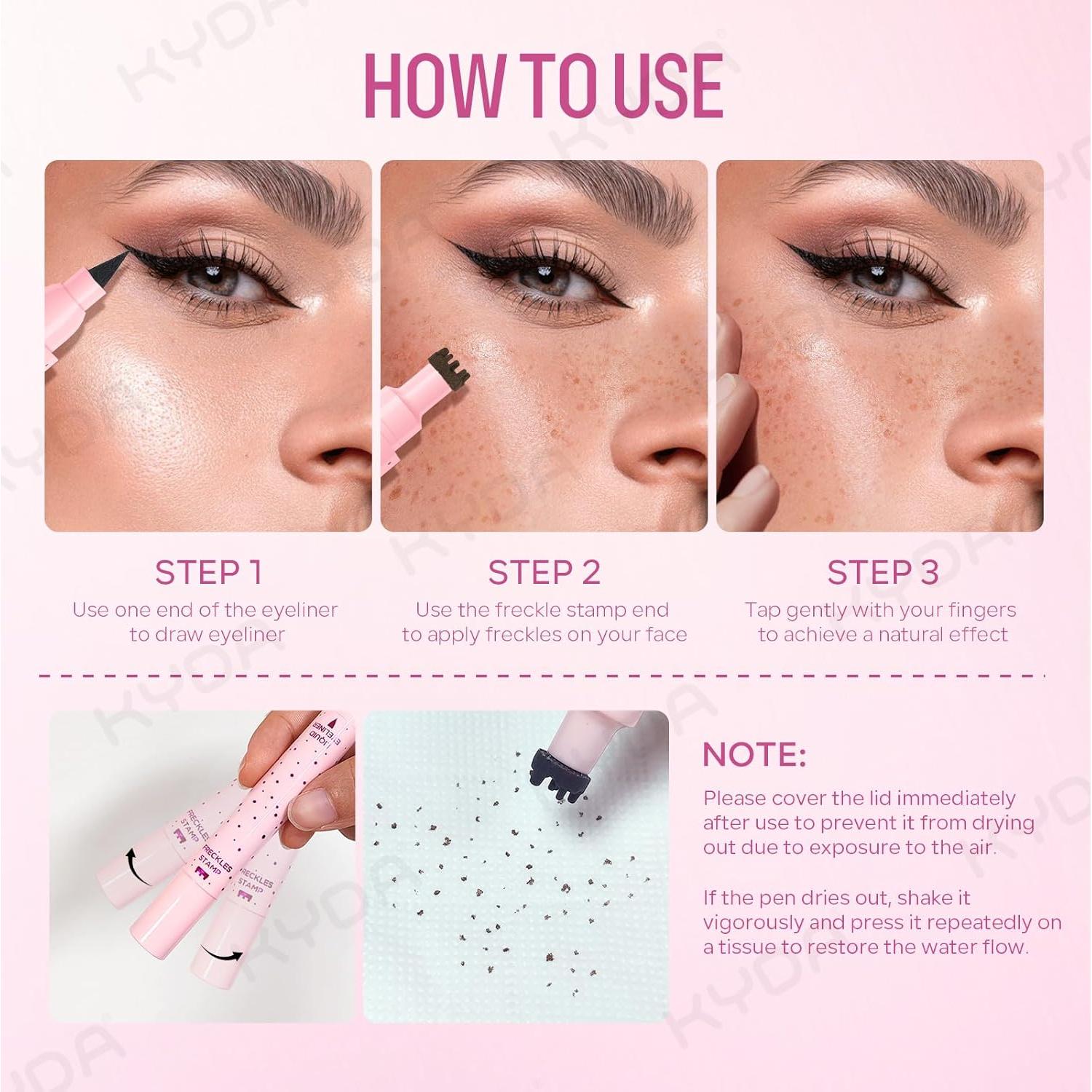 Bolígrafo Delineador Líquido KYDA 2 en 1 para Pecas - Impermeable