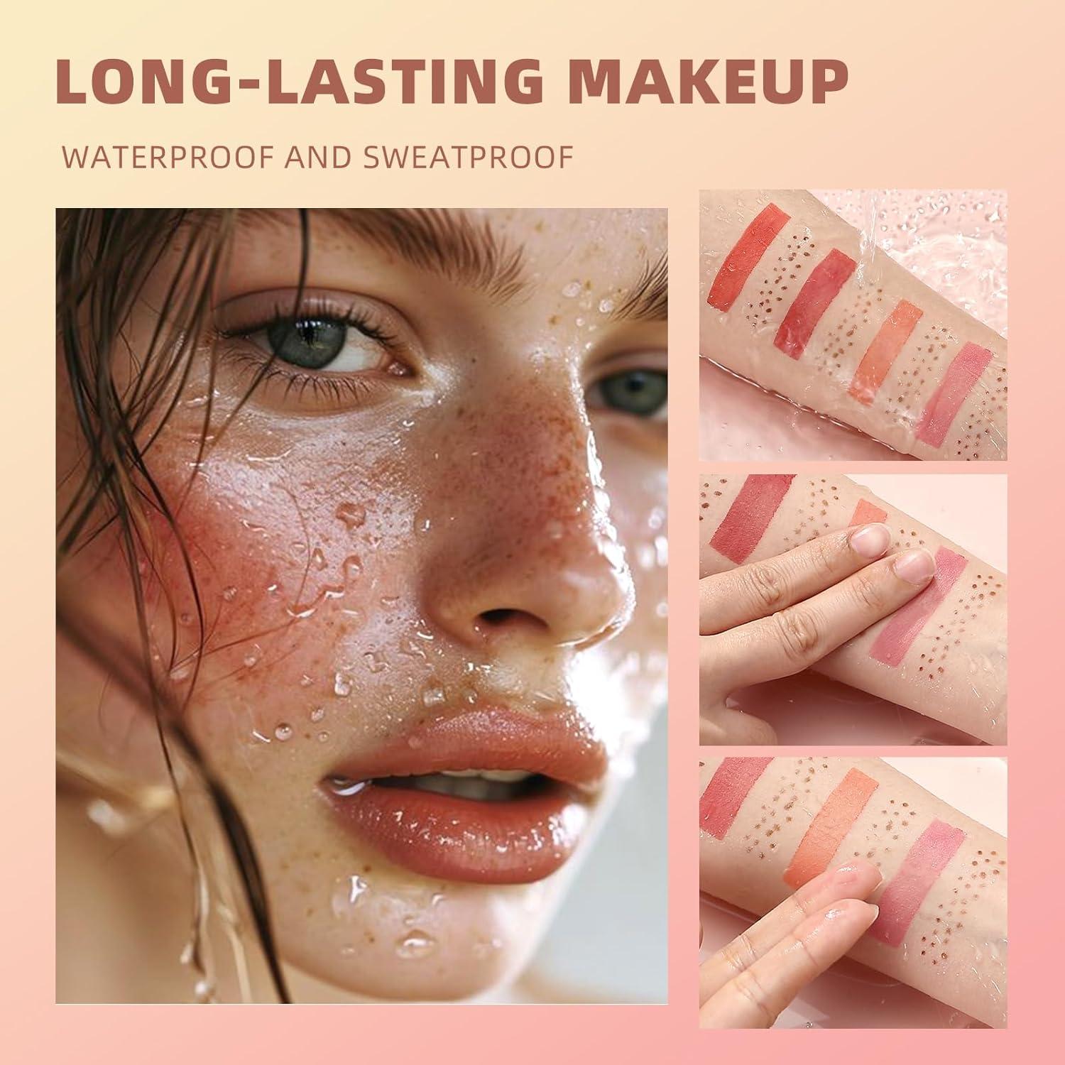 Freckle Blush Pen, 2 in 1 Liquid Face Blush & Freckle Stamp for Cheek, Waterproof Sweatproof Long Lasting Freckles Tattoo Marker for Natural Sunkissed Makeup (03# Red)