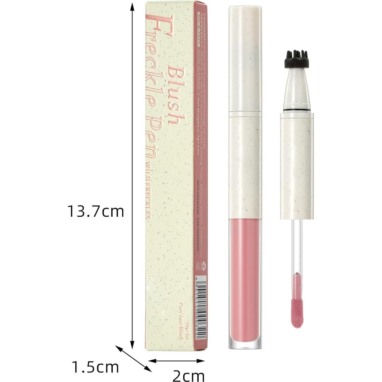 Freckle Blush Pen, 2 in 1 Liquid Face Blush & Freckle Stamp for Cheek, Waterproof Sweatproof Long Lasting Freckles Tattoo Marker for Natural Sunkissed Makeup (03# Red)