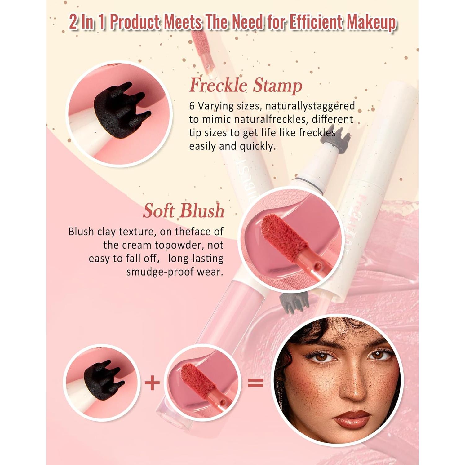 Bolígrafo de Rubor con Pecas 2 en 1 - Rosa Nude & Marrón Rojo