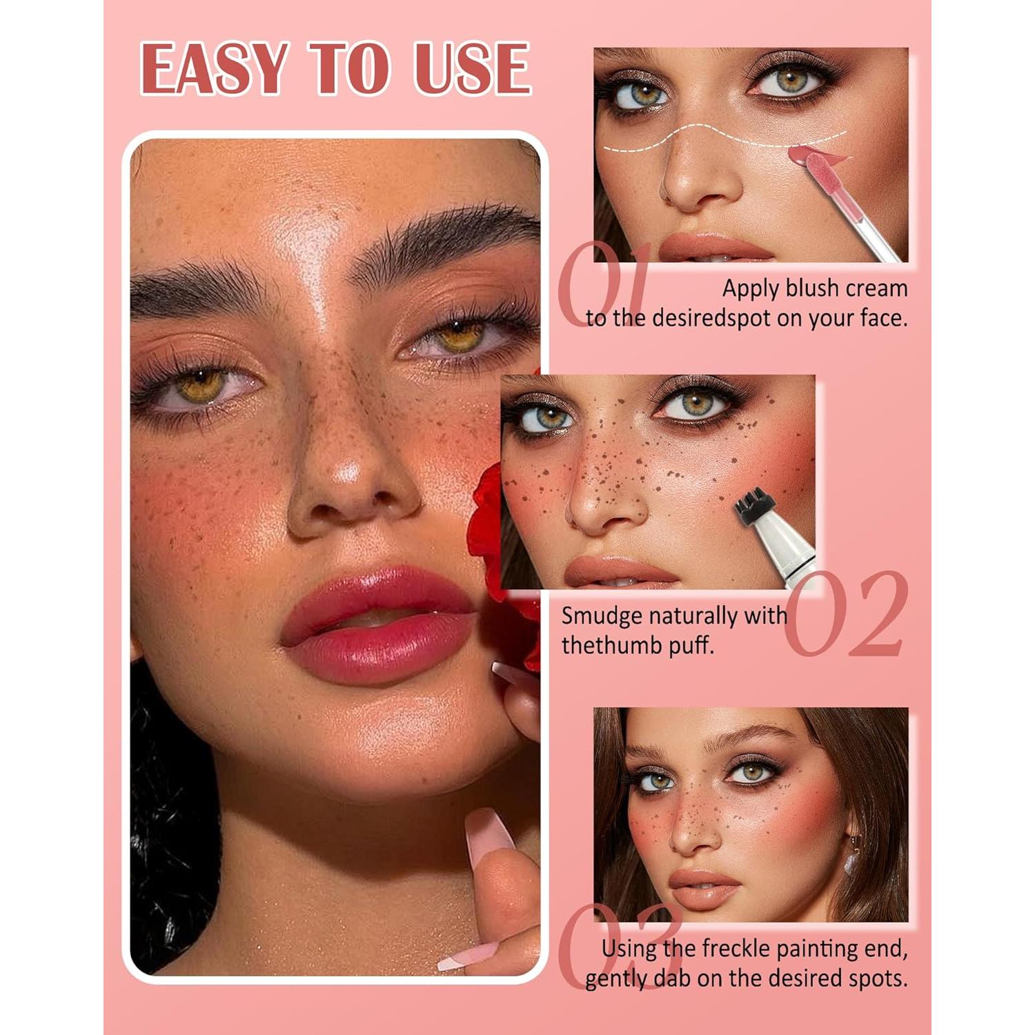 Bolígrafo de Rubor con Pecas 2 en 1 - Rosa Nude & Marrón Rojo