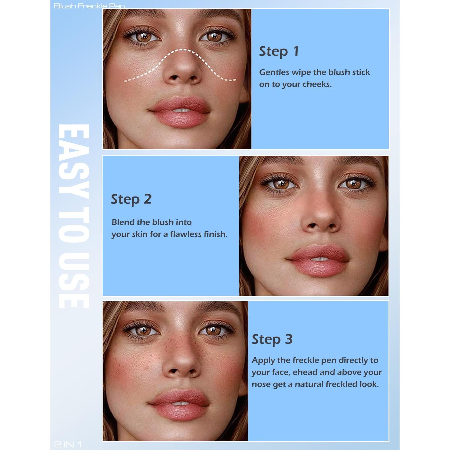 Bolígrafo 2 en 1 Rubor Líquido y Sello de Pecas Wugbc