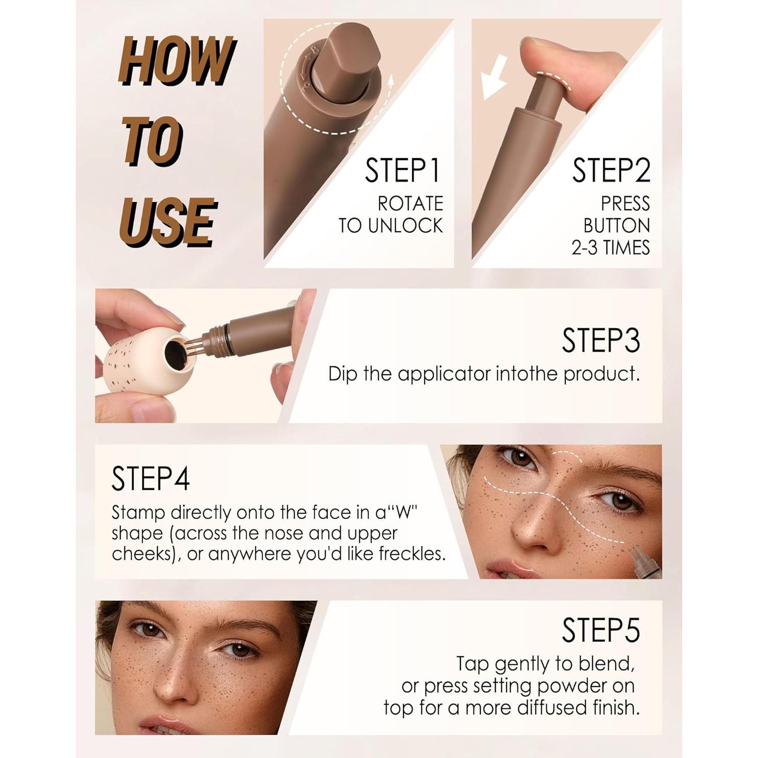 Sello de Pecas Cojín LYSdefeu Color Café 1.2ml Resistente al Agua