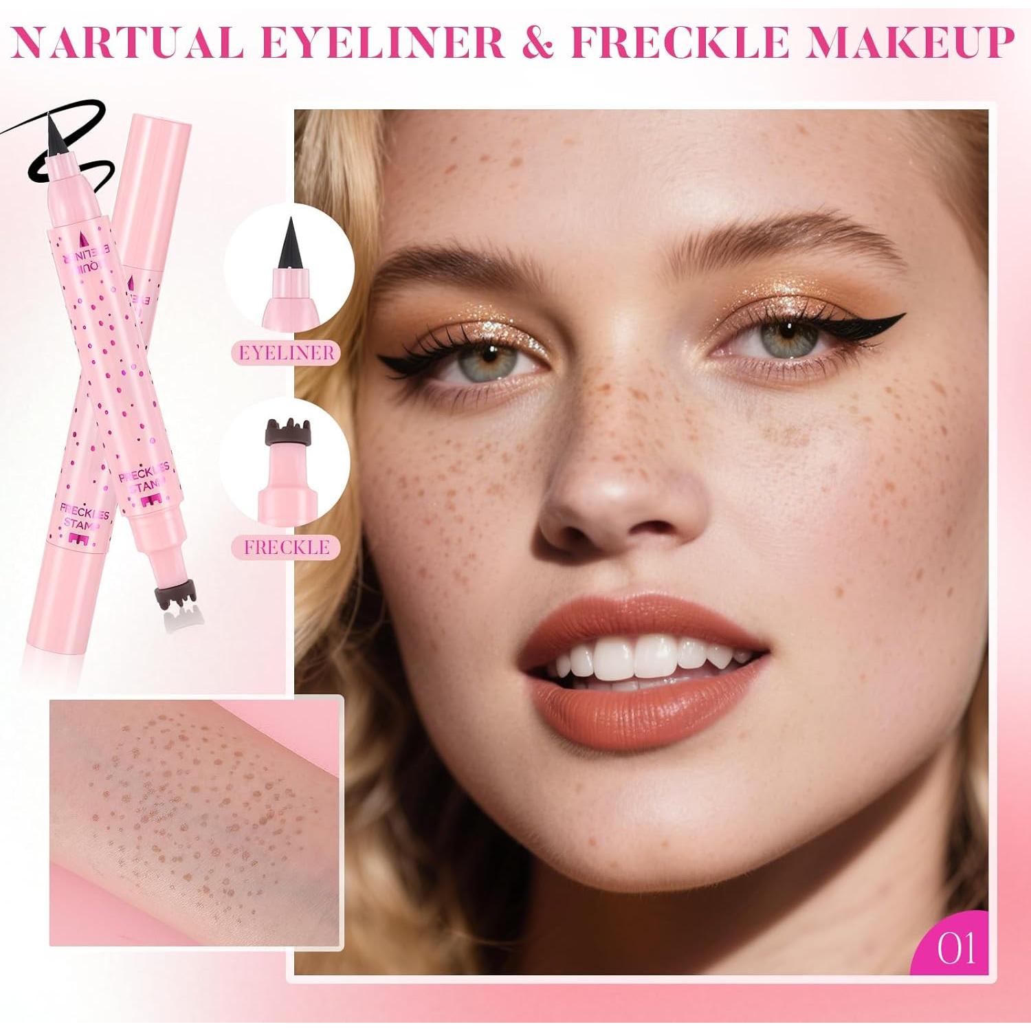 Lápiz de Delineador de Pecas 2 en 1 DAGEDA - Marrón Claro y Negro