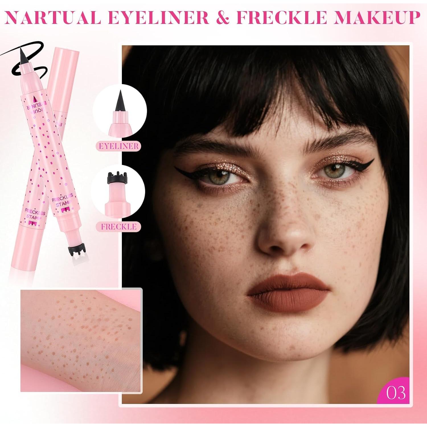 Lápiz de Delineador de Pecas 2 en 1 DAGEDA - Marrón Claro y Negro