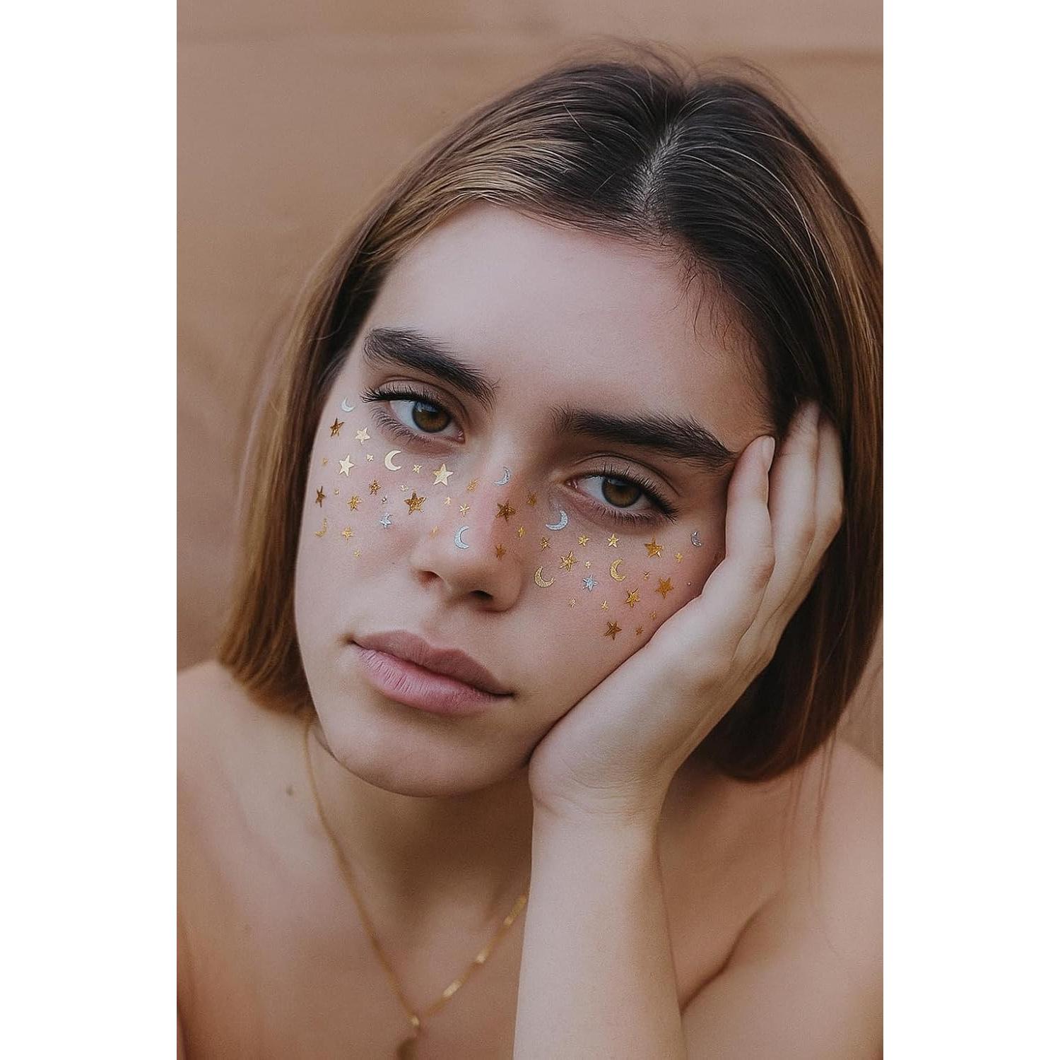 Pecas Brillantes GlowVibes212 - Tatuajes Faciales Temporales - 6 Unidades