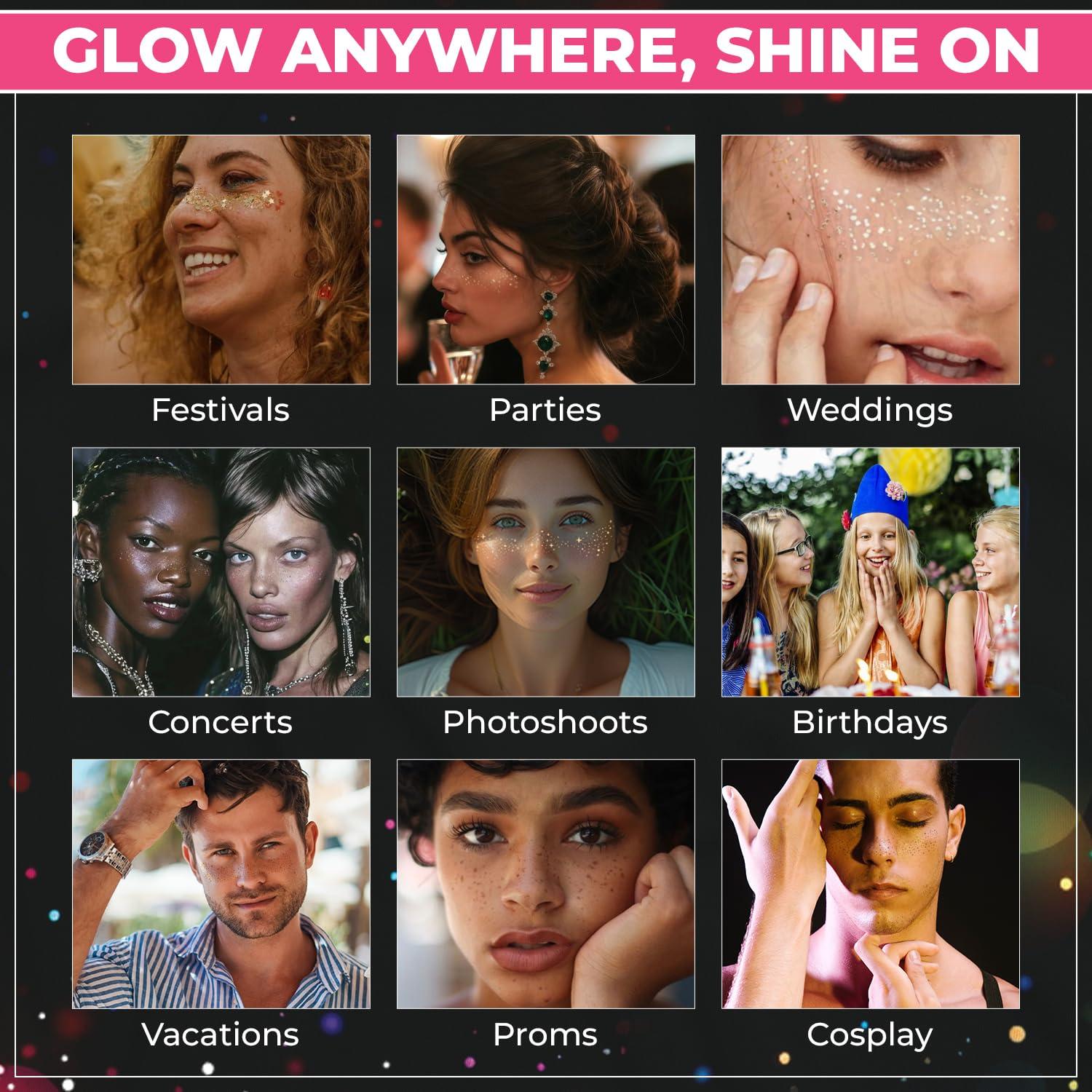 Pecas Brillantes GlowVibes212 - Tatuajes Faciales Temporales - 6 Unidades