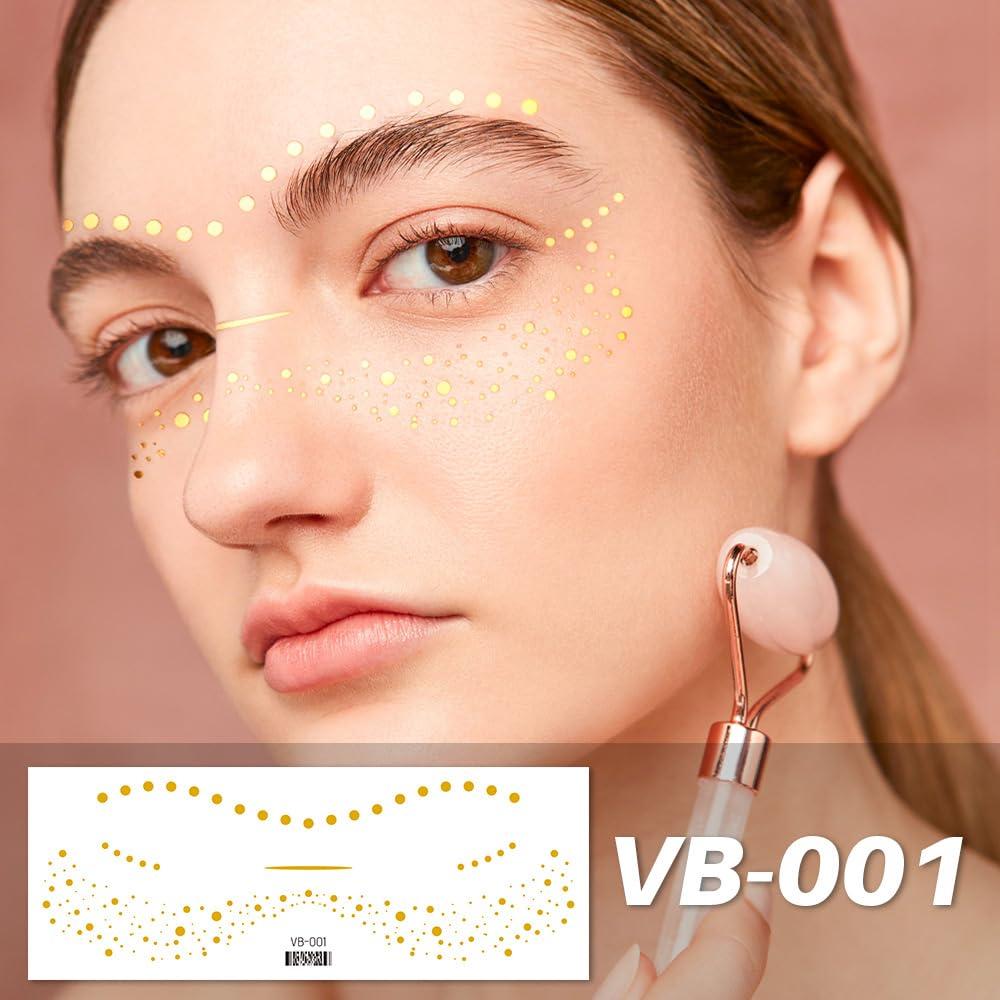 10 Pcs Tatuajes Temporales de Pecas Brillantes Doradas Namrec