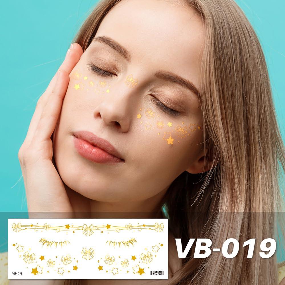 10 Pcs Tatuajes Temporales de Pecas Brillantes Doradas Namrec