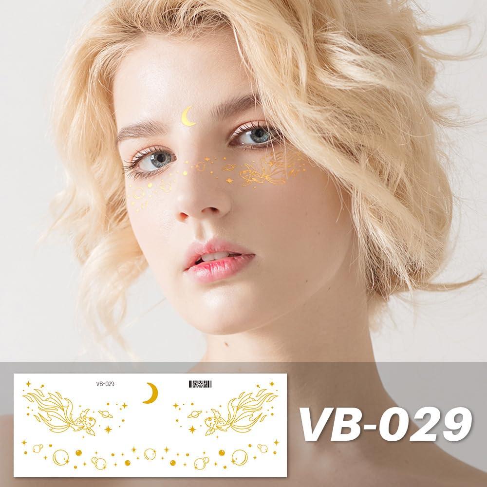 10 Pcs Tatuajes Temporales de Pecas Brillantes Doradas Namrec