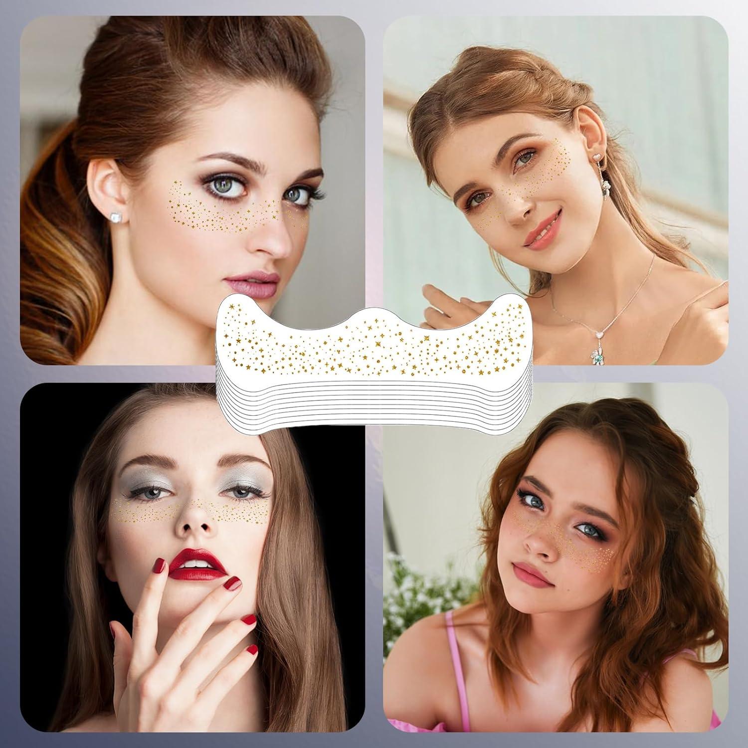 10 Hojas Tatuajes Temporales Purpurina Dorada MEIYIFANG