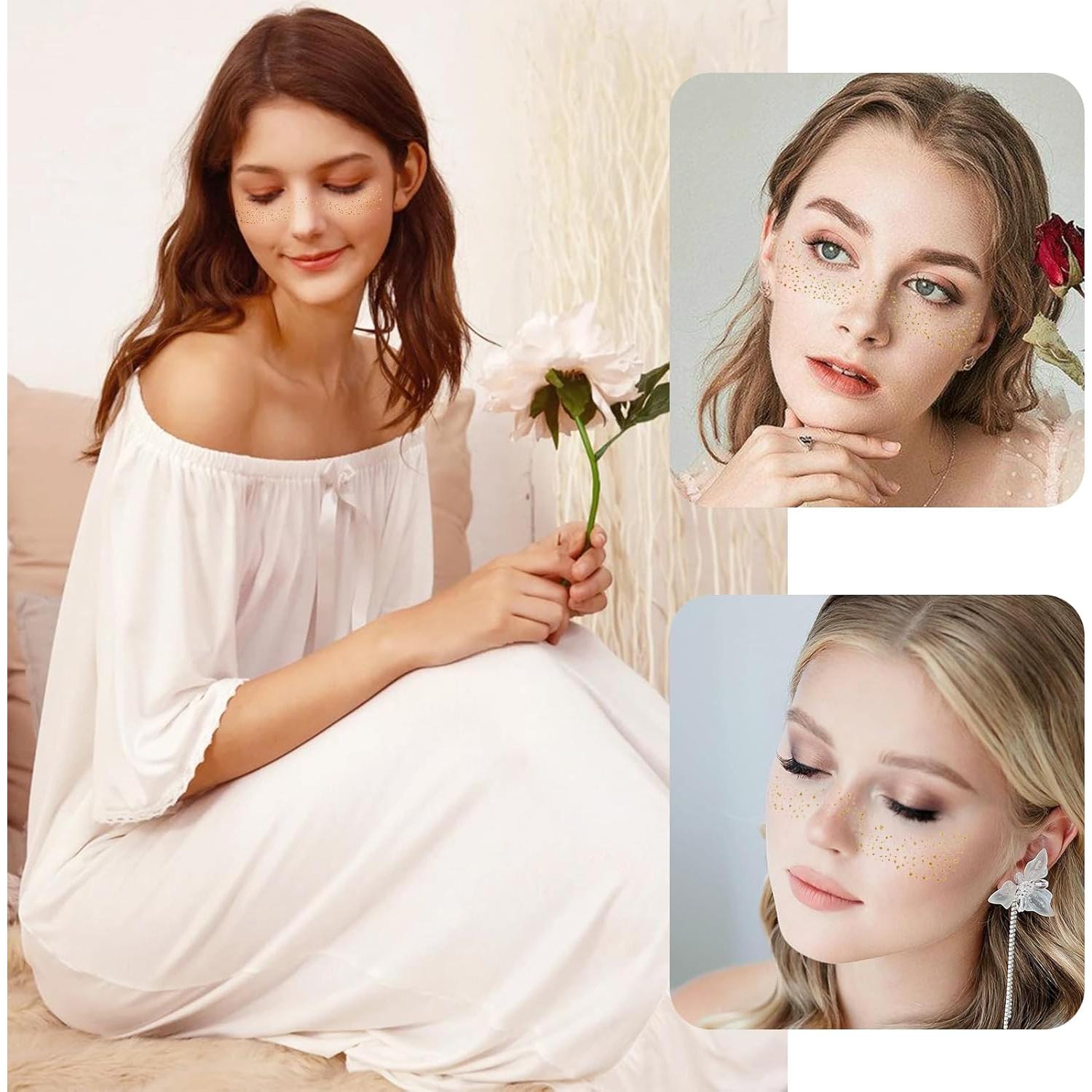 10 Hojas Tatuajes Temporales Purpurina Dorada MEIYIFANG