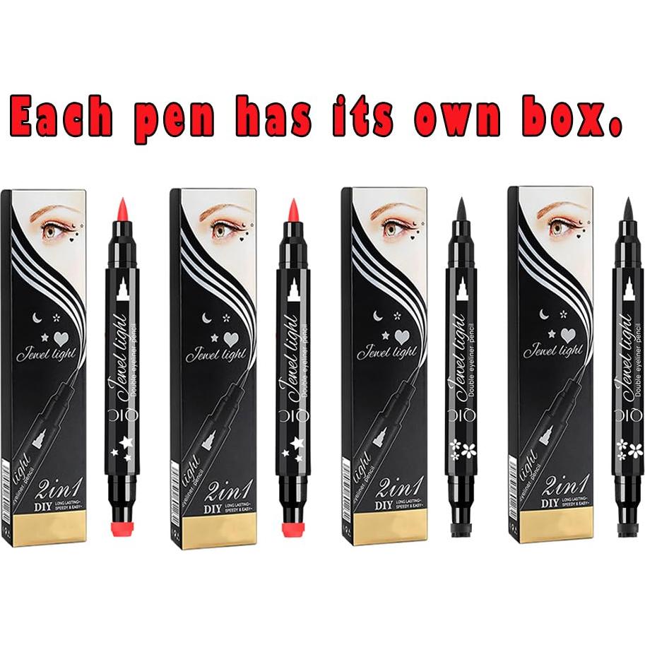 Juego de Sellos y Delineadores de Ojos Linble 4 PCs 2-en-1