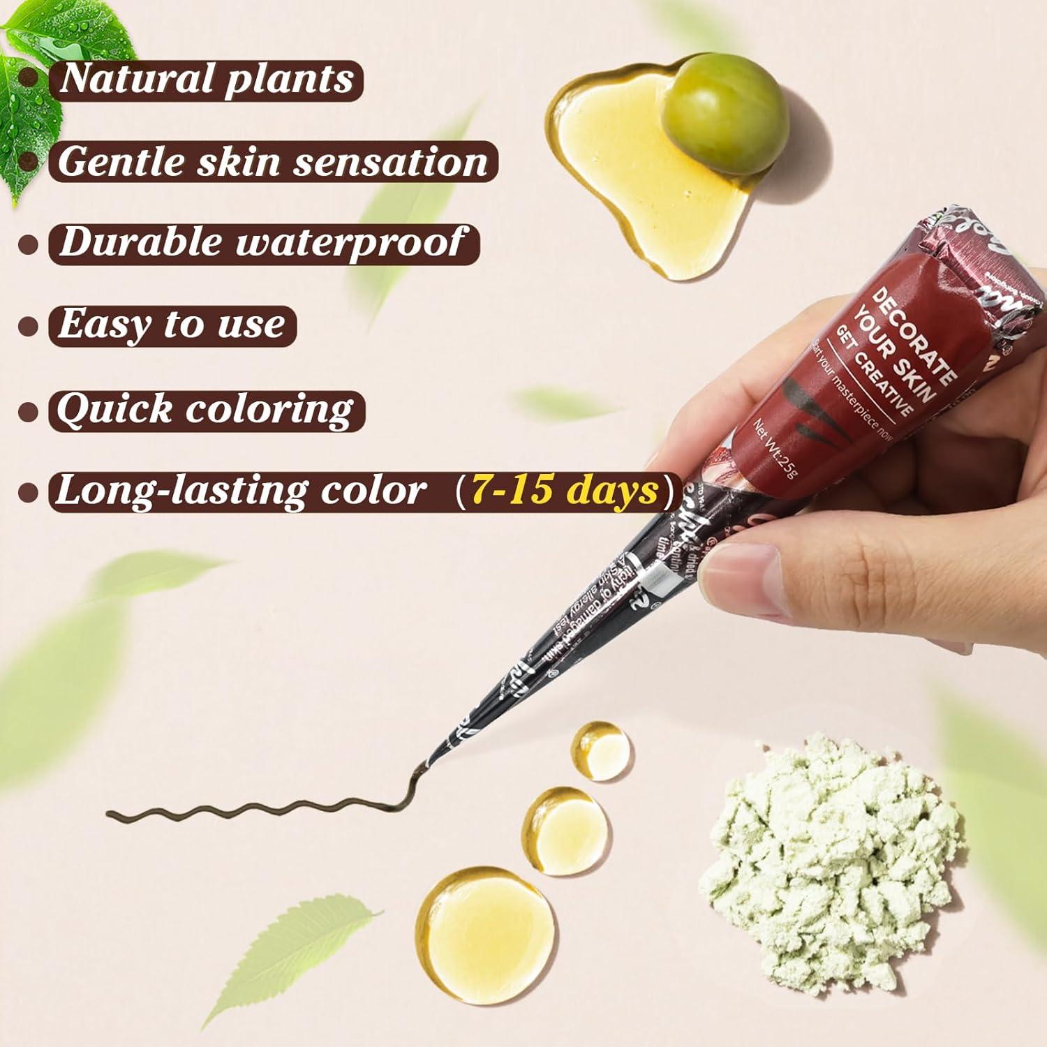 Kit de Tatuajes Temporales Pllusjoys - 3 Conos Marrón y 4 Plantillas