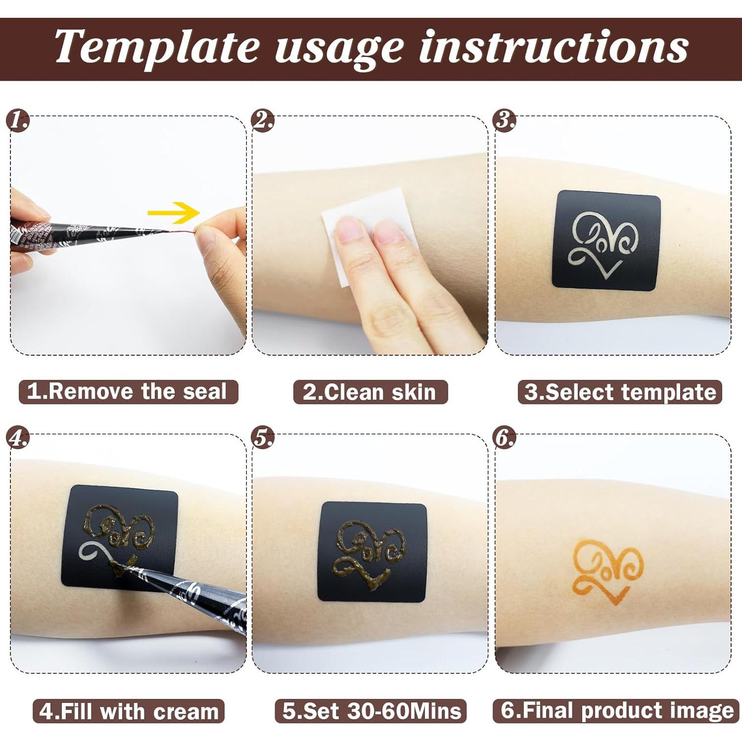 Kit de Tatuajes Temporales Pllusjoys - 3 Conos Marrón y 4 Plantillas