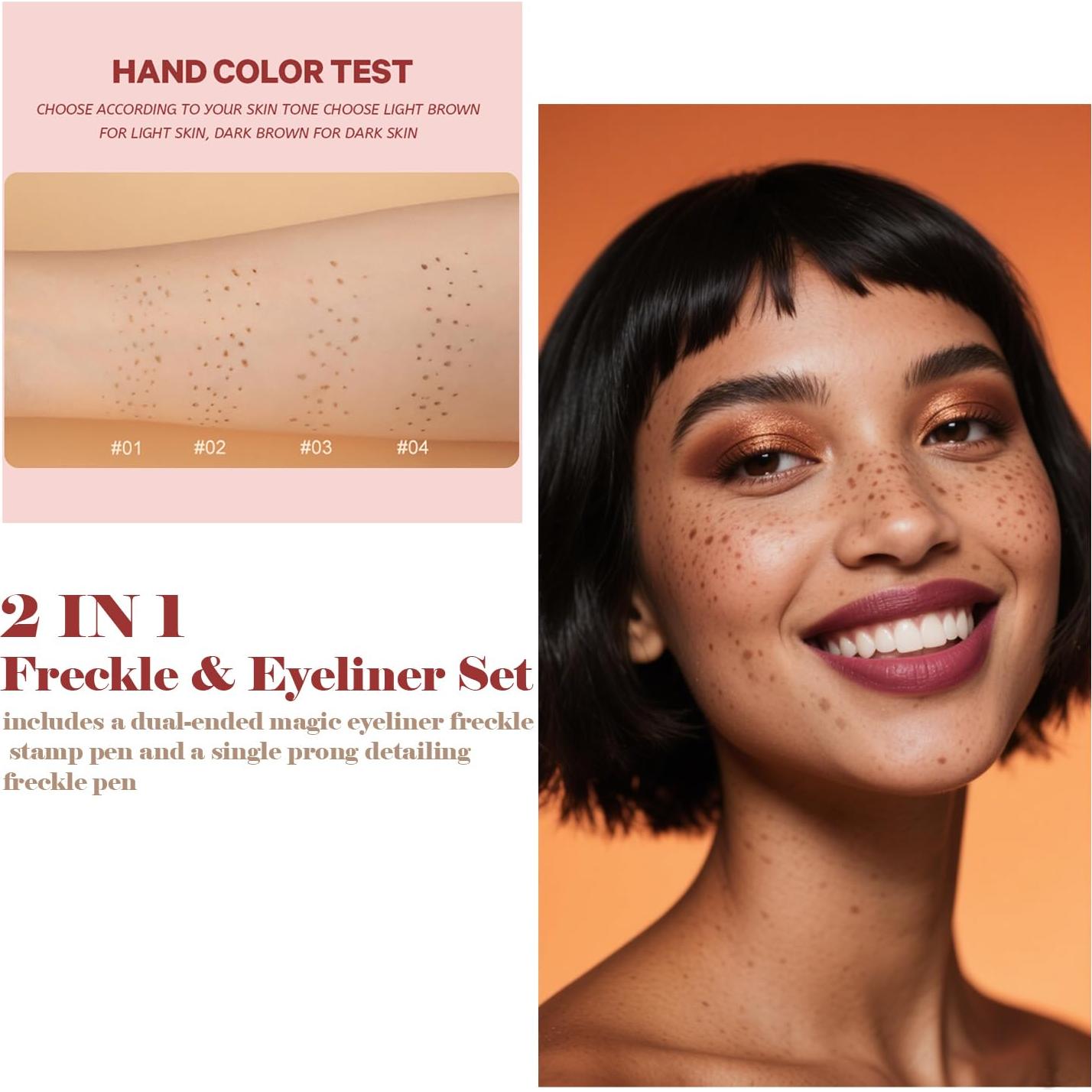 Sello de Pecas Falsas 2 en 1 Aaiffey - Delineador Negro y Pecas Espresso