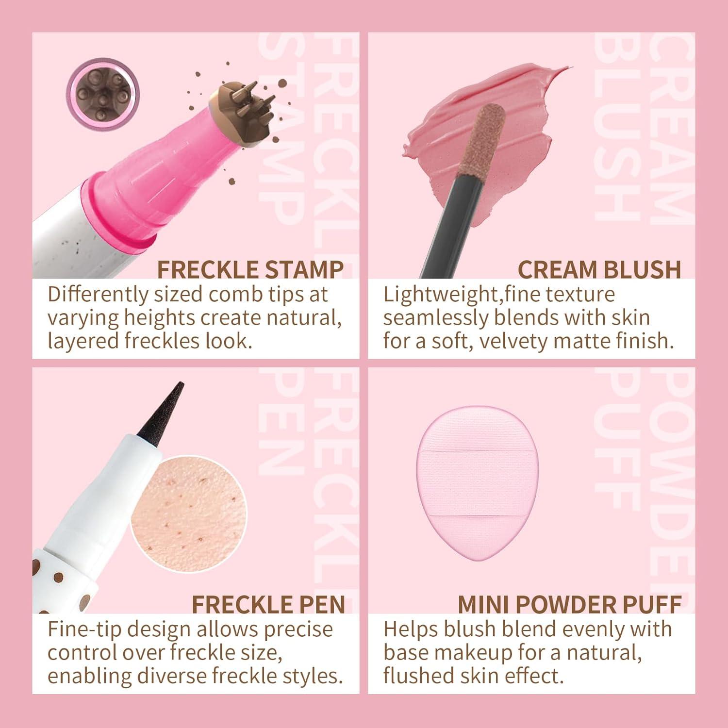 Kit de Sello de Pecas Falsas y Rubor QIUFSSE 2 en 1