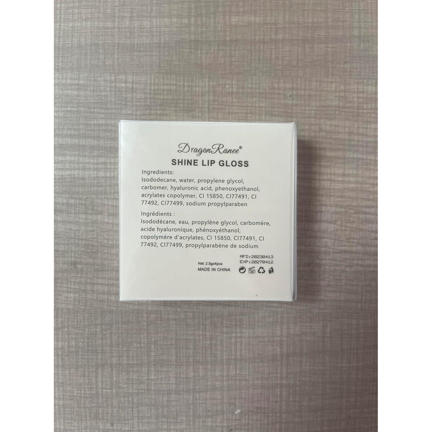 Juego de Brillo Labial Shimmer AWCCXMYM 4 Piezas Hidratante