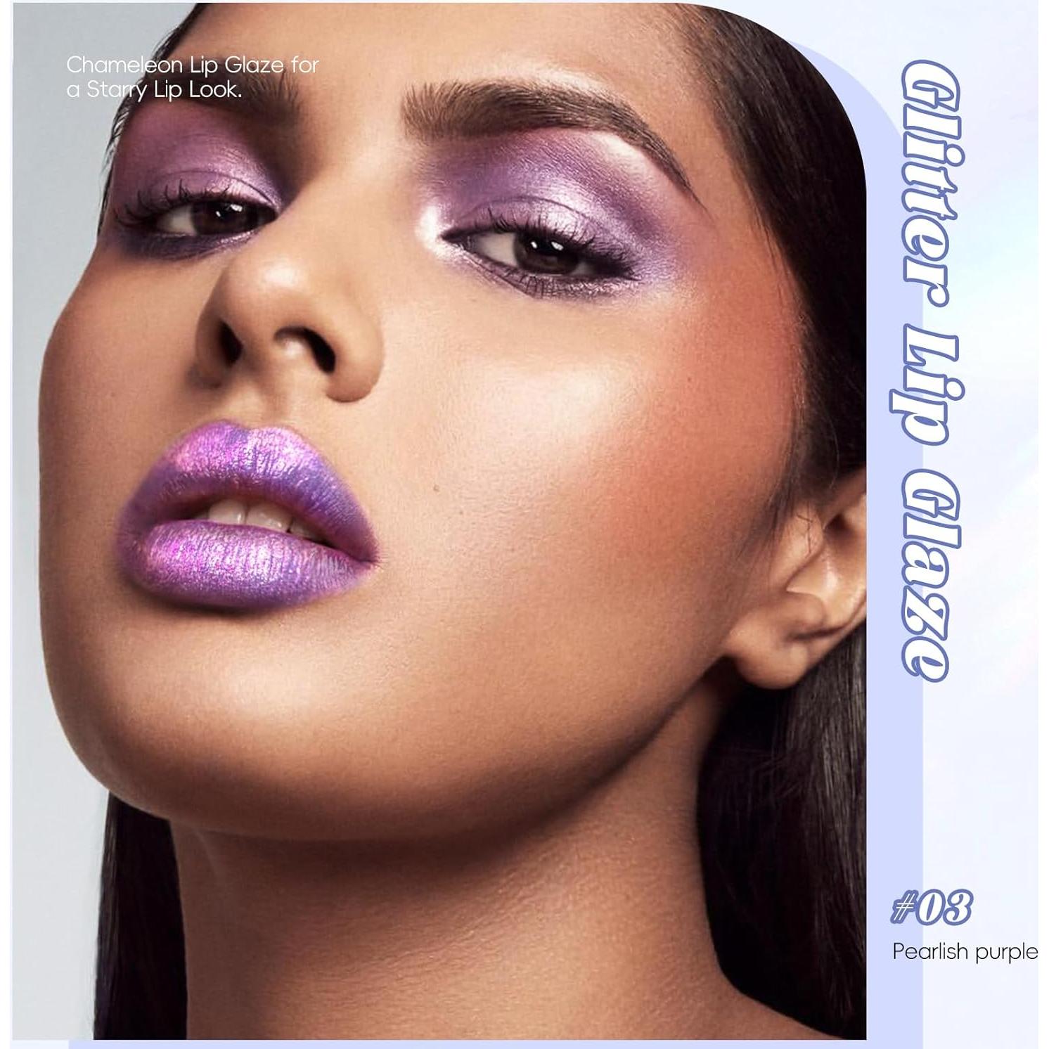 Brillo de Labios Camaleón Purpura Holográfico 25g - Larga Duración