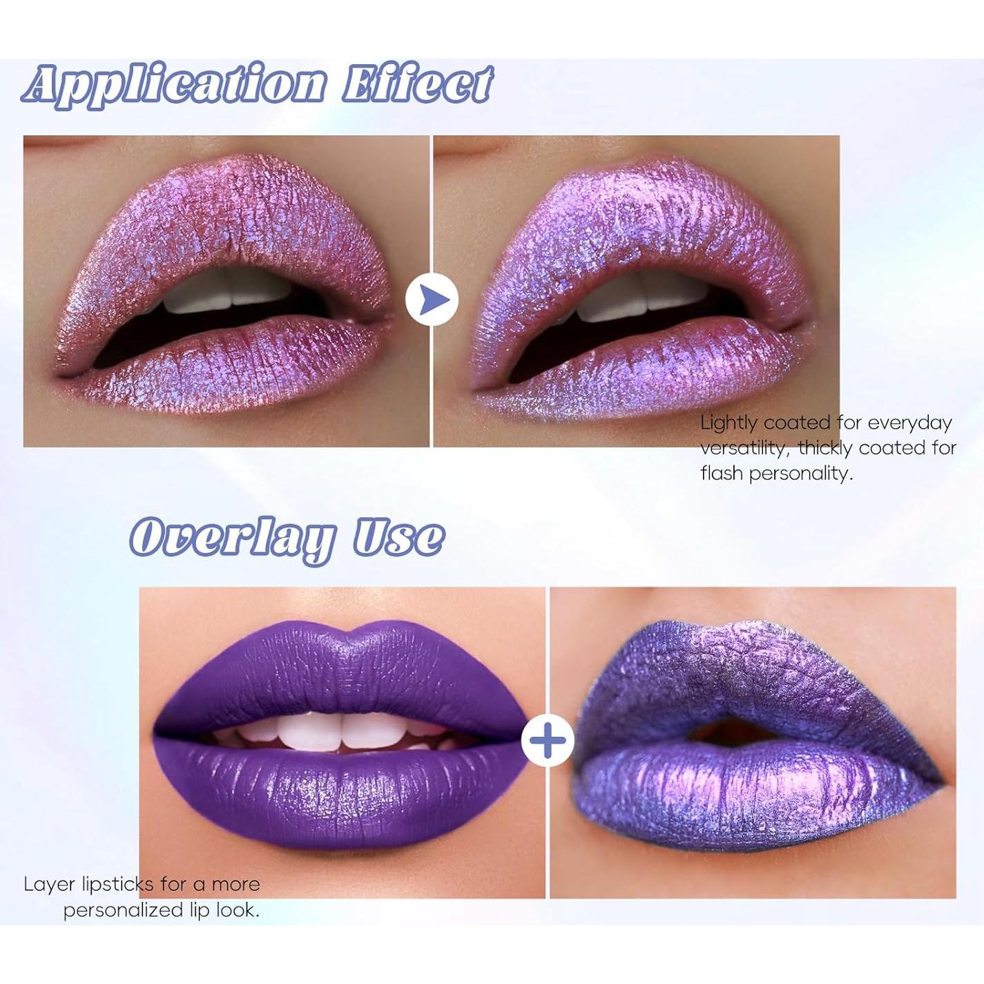 Brillo de Labios Camaleón Purpura Holográfico 25g - Larga Duración