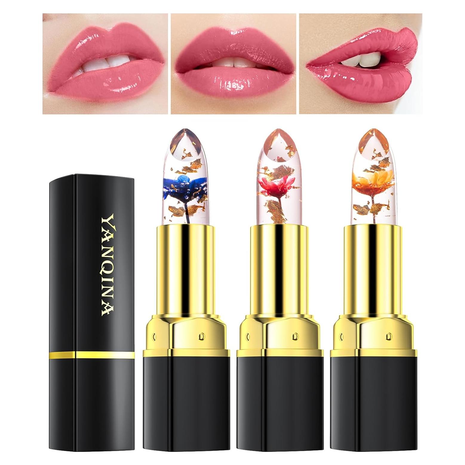 Juego de 3 Pintalabios de Gel Bekoeen con Flor Cambiante