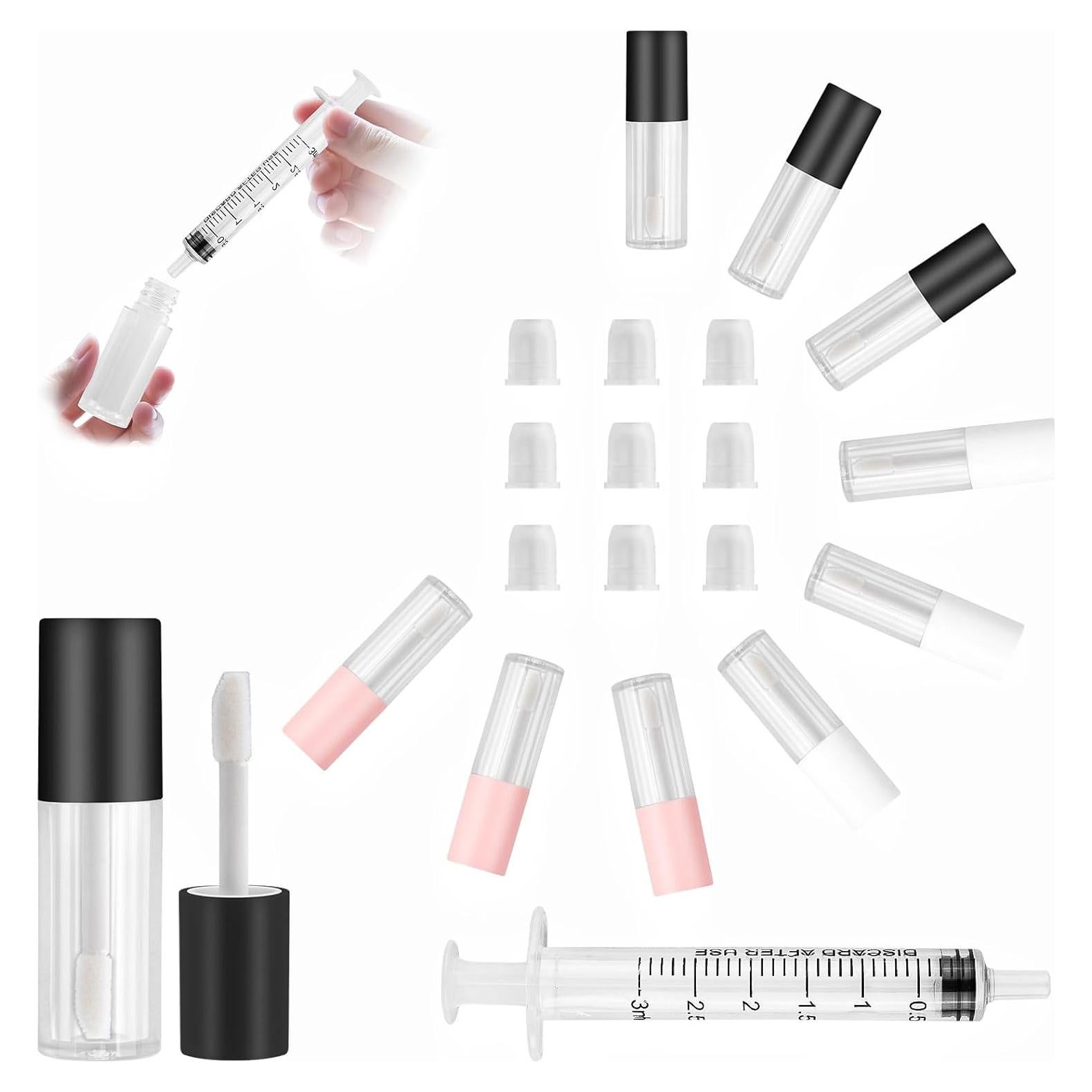 Kit 10 Tubos Vacíos Brillo Labios 3ml Notoke con Jeringa