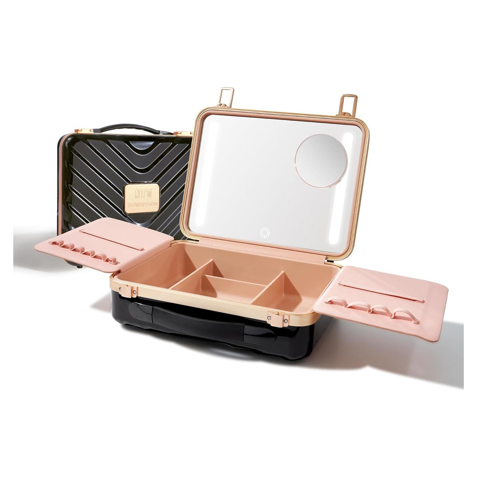 Estuche de Maquillaje Portátil ROWNYEON con Espejo Iluminado 29x22cm