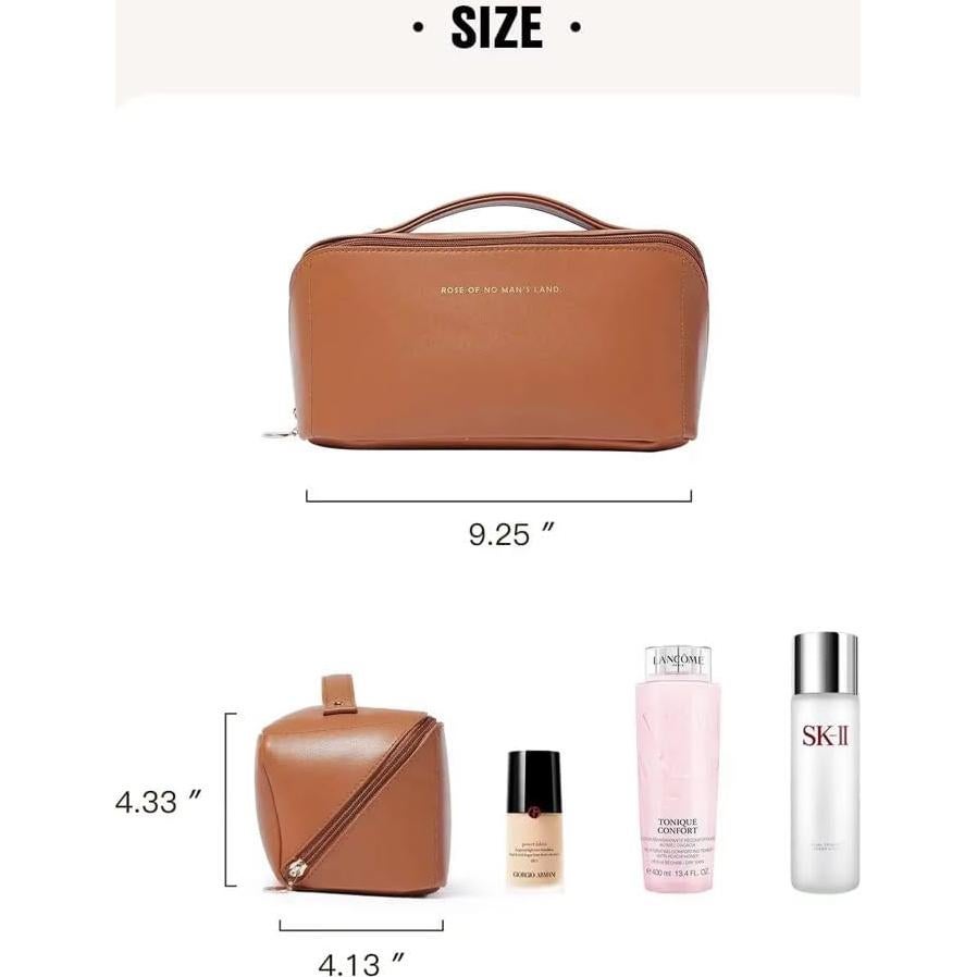 Bolsa de Maquillaje de Lujo Marrón - Organizador Cosmético 23.5 cm