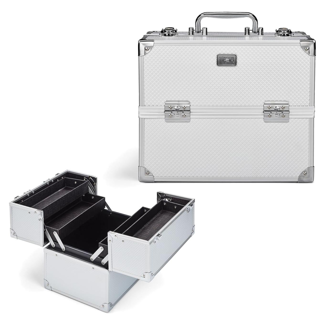 Estuche de Maquillaje Conair Plateado con Bandejas Expandibles