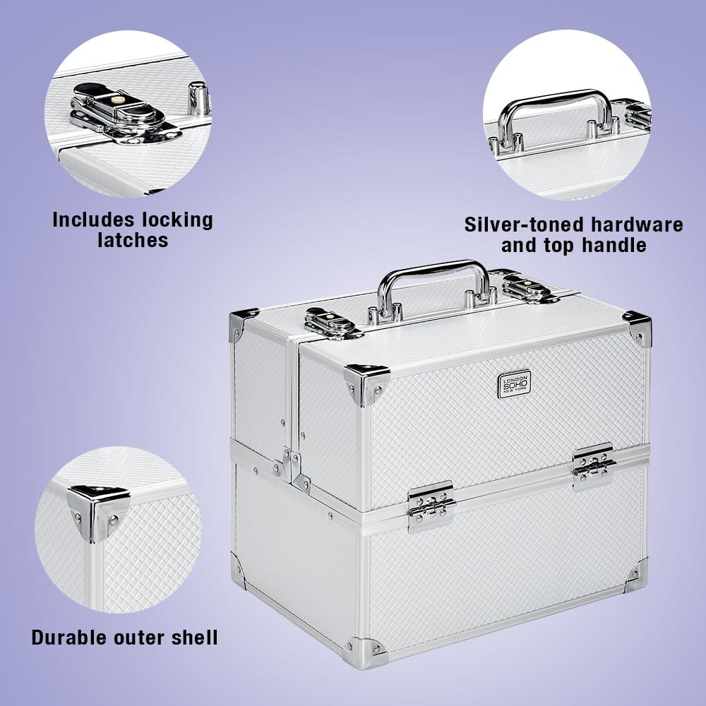 Estuche de Maquillaje Conair Plateado con Bandejas Expandibles