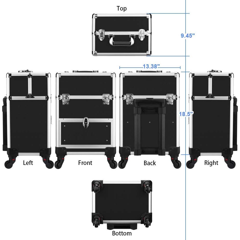 Estuche de Maquillaje Profesional OUDMAY con Ruedas 33.99x24x46.99cm