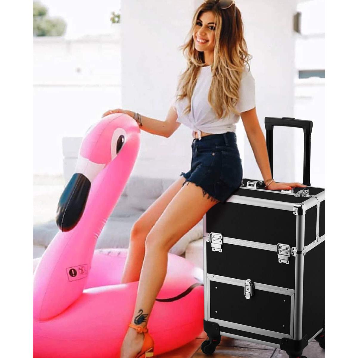 Estuche de Maquillaje Profesional OUDMAY con Ruedas 33.99x24x46.99cm