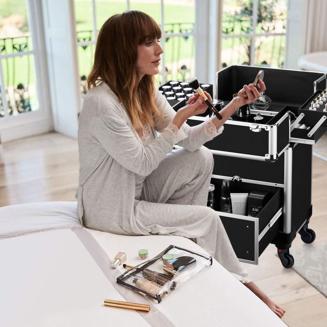 Estuche de Maquillaje Profesional OUDMAY con Ruedas 33.99x24x46.99cm