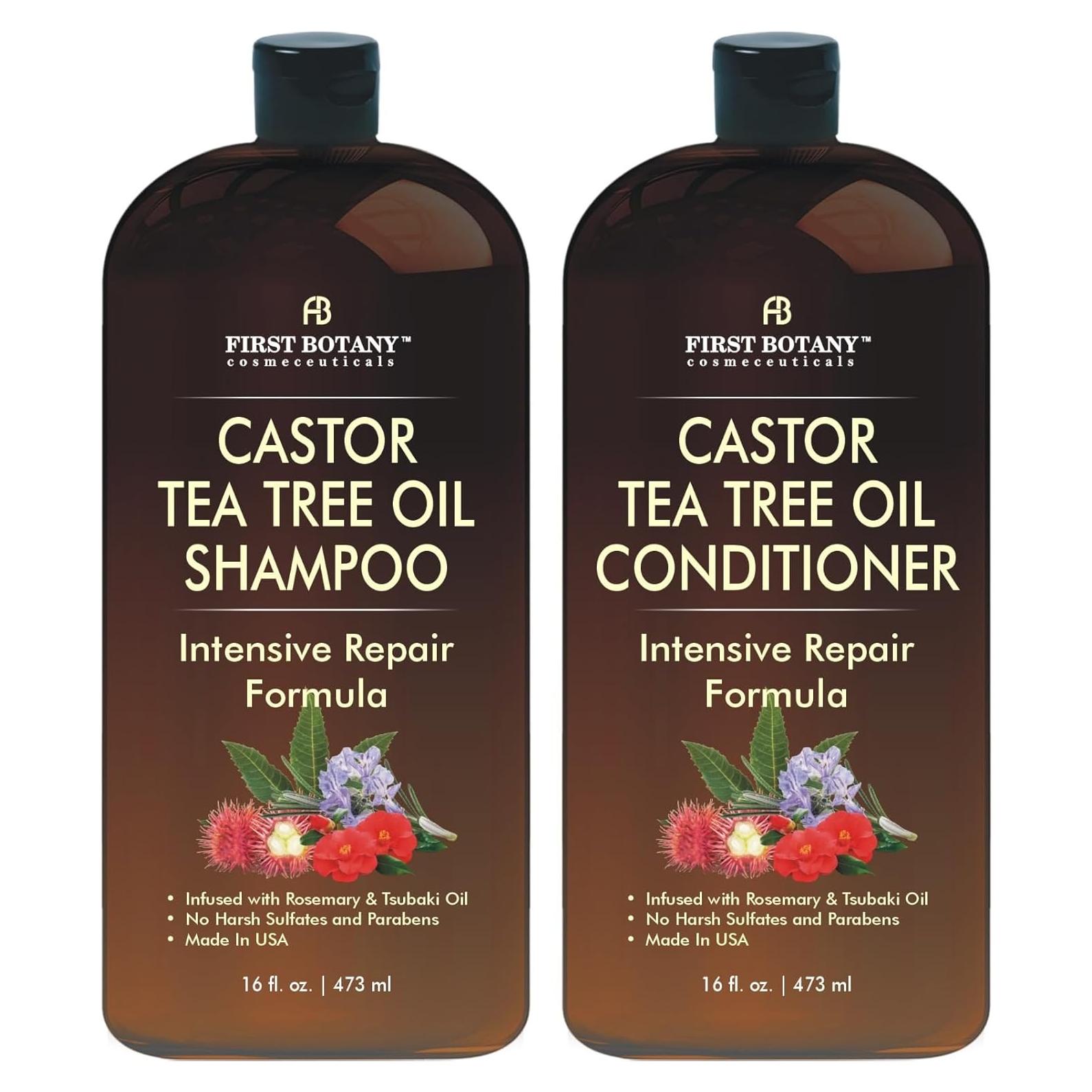 Set Champú y Acondicionador First Botany Ricino y Árbol de Té 453 g