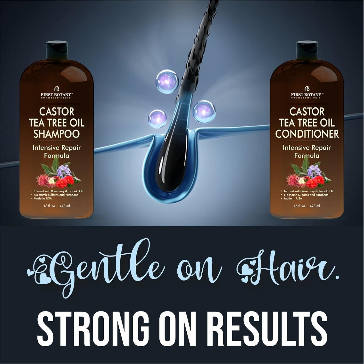 Set Champú y Acondicionador First Botany Ricino y Árbol de Té 453 g