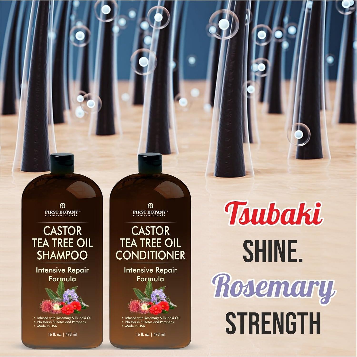 Set Champú y Acondicionador First Botany Ricino y Árbol de Té 453 g