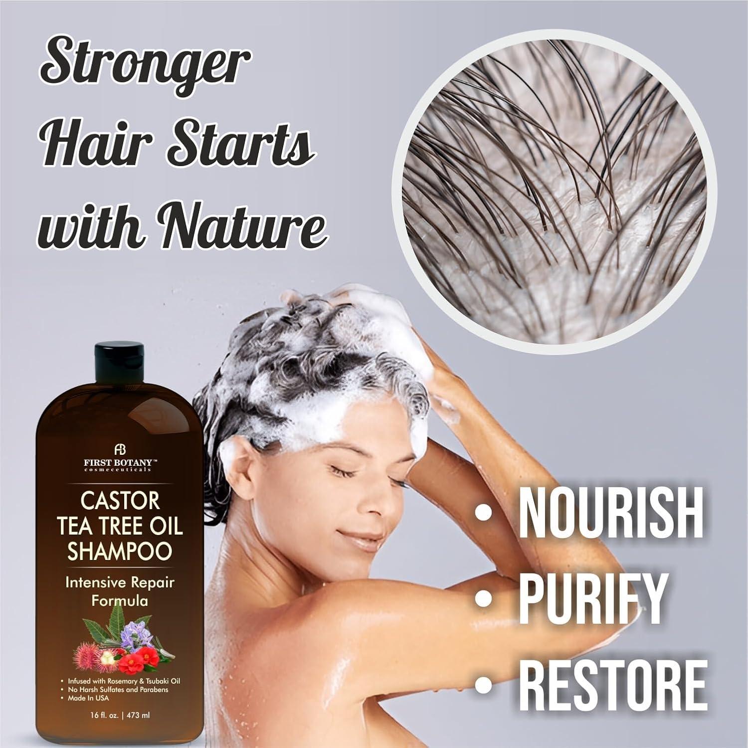 Set Champú y Acondicionador First Botany Ricino y Árbol de Té 453 g