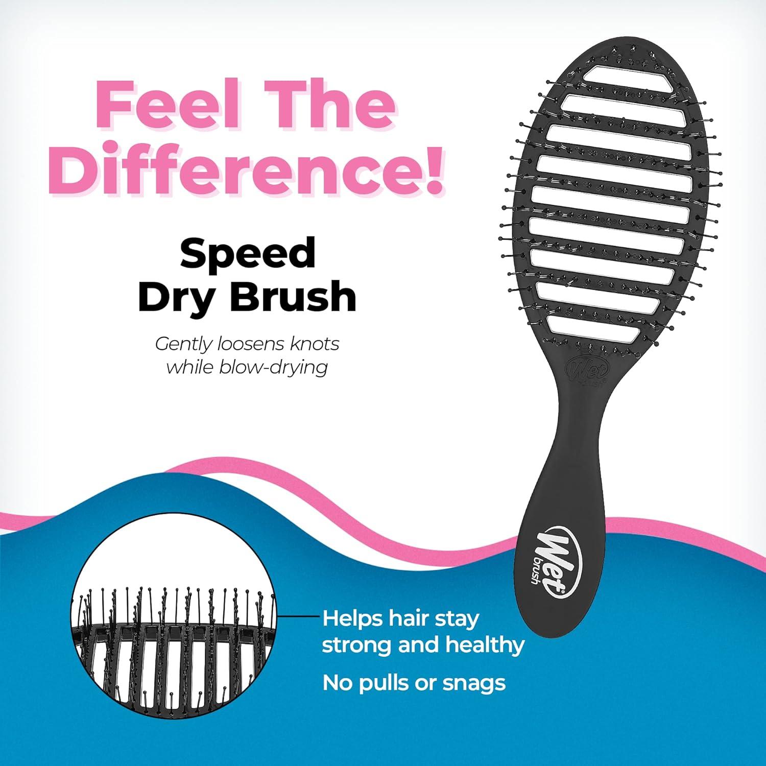 Cepillo para Cabello Wet Brush Speed Dry Negro - Ventilado y Cerdas HeatFlex (Paquete de 2)