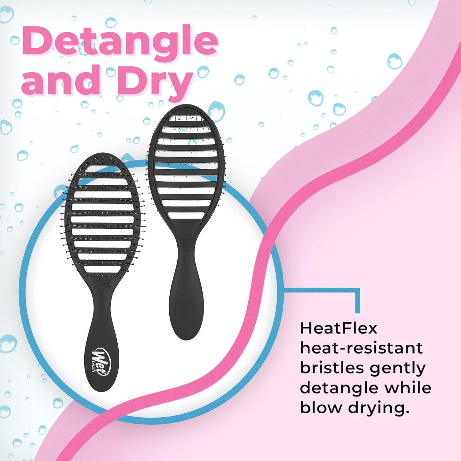 Cepillo para Cabello Wet Brush Speed Dry Negro - Ventilado y Cerdas HeatFlex (Paquete de 2)