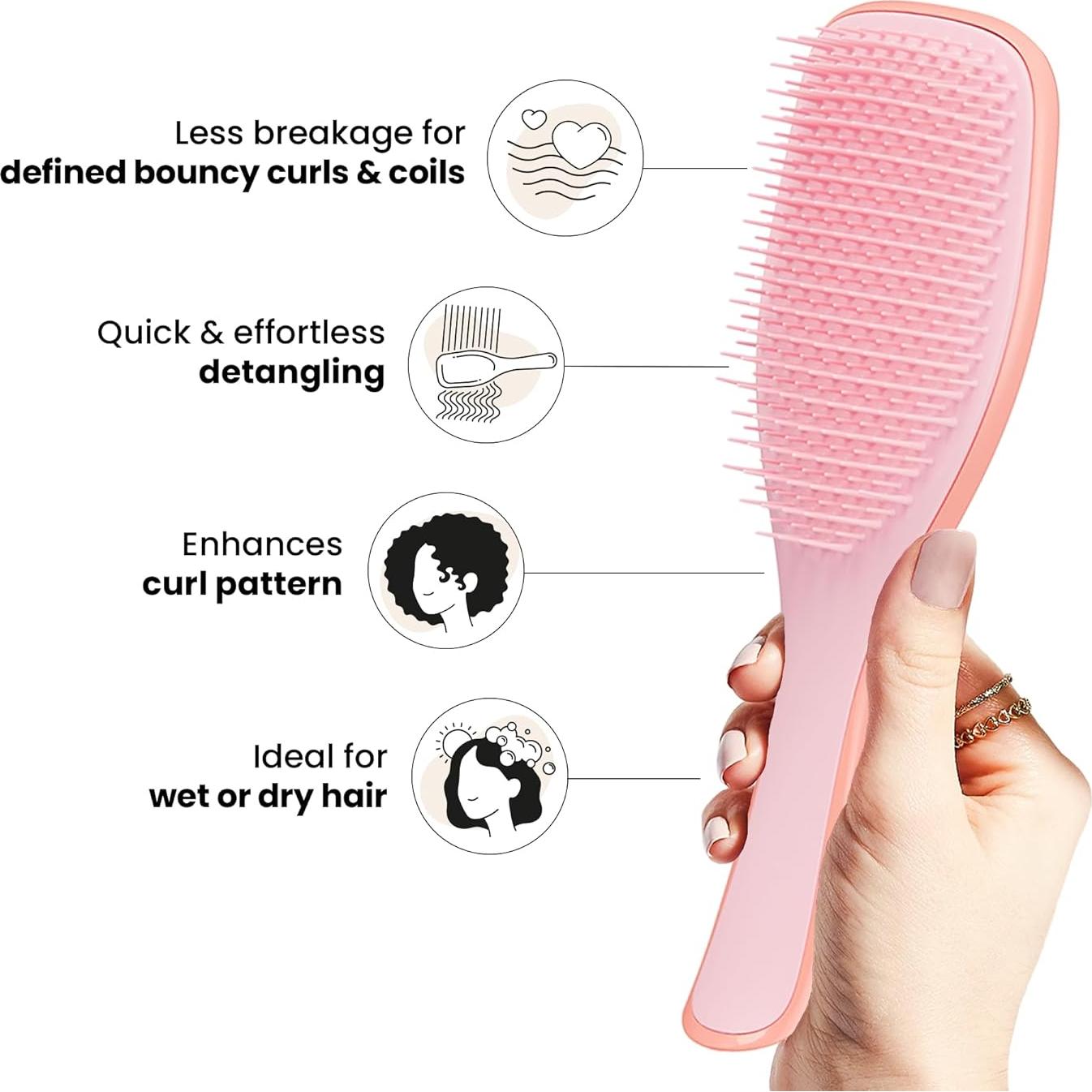 Duo Spray Desenredante Tangle Teezer y Cepillo Rizado Rosa