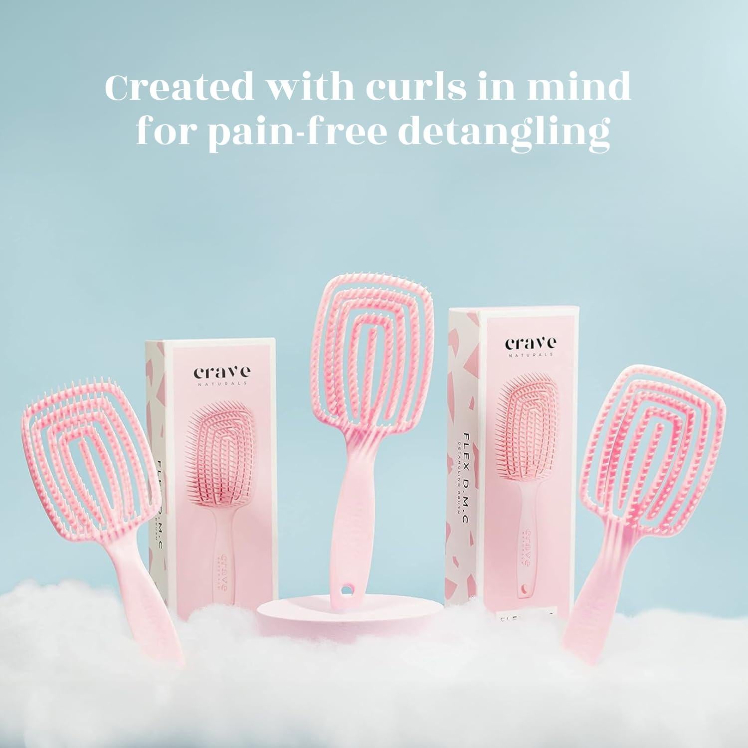 Cepillo Desenredante Crave Naturals Rosa para Cabello Grueso