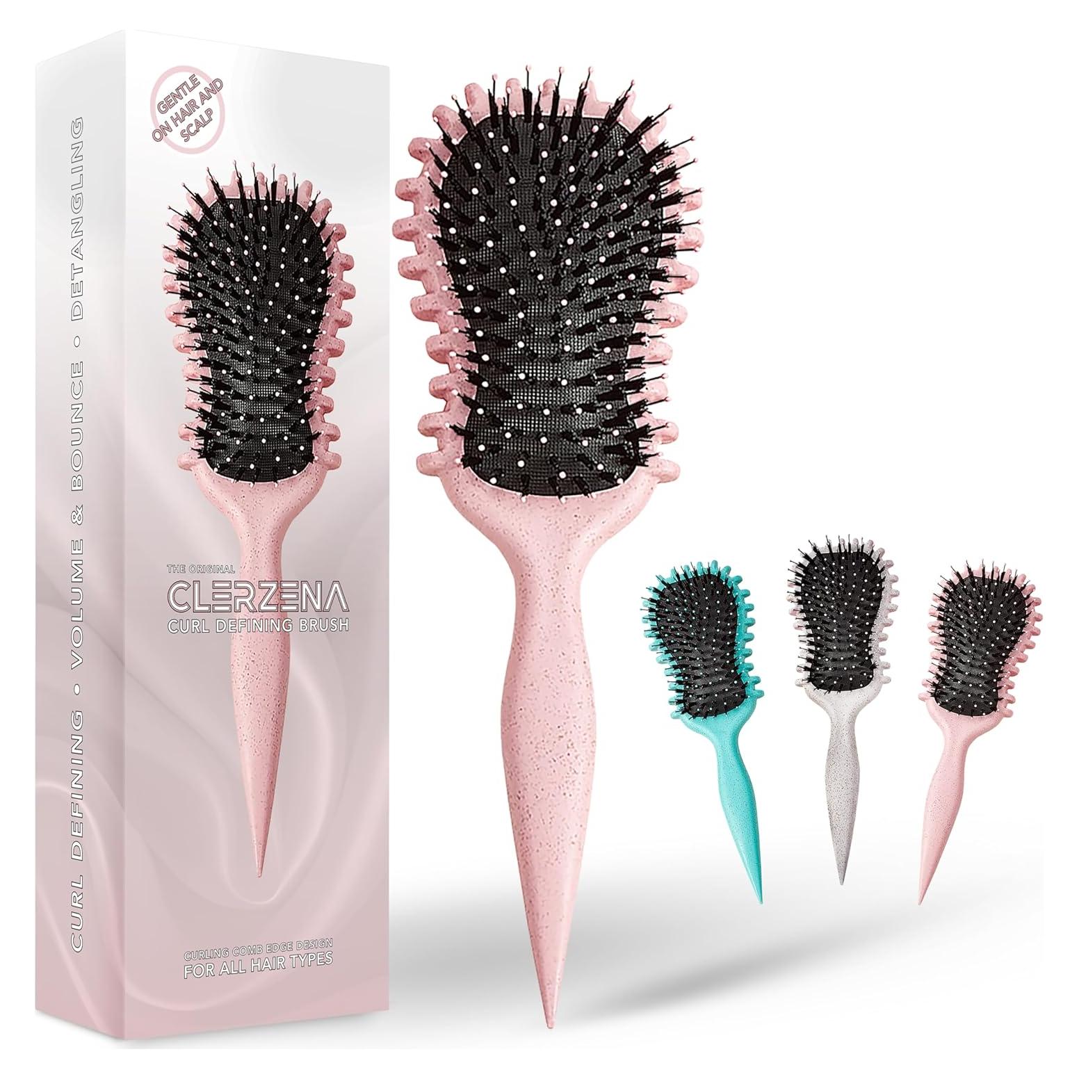 Cepillo Definidor de Rizos Clerzena Rosa 28.3x9x5cm