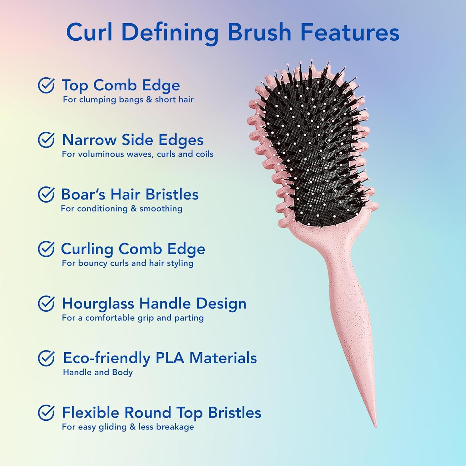 Cepillo Definidor de Rizos Clerzena Rosa 28.3x9x5cm