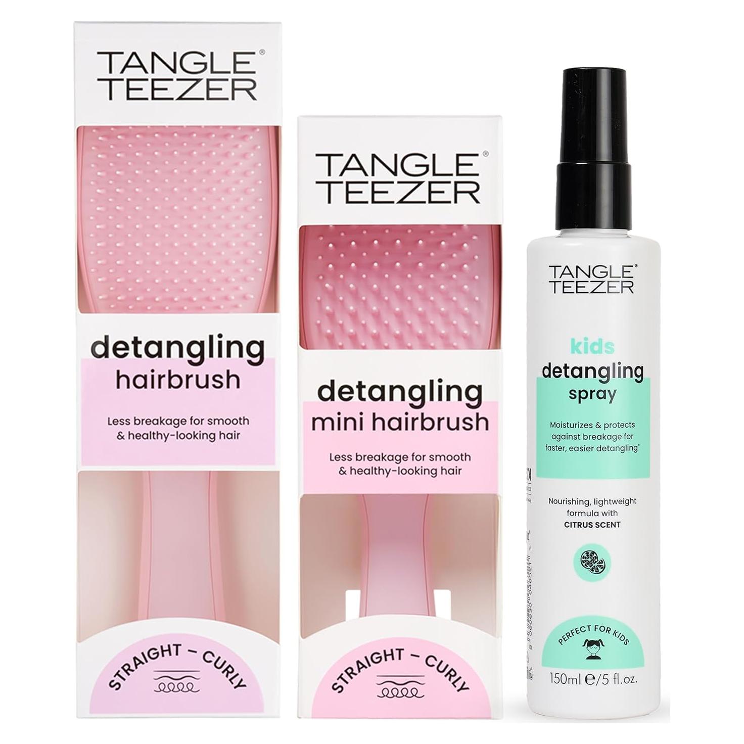 Trío Spray Desenredante Tangle Teezer y Cepillo Rosa 200ml