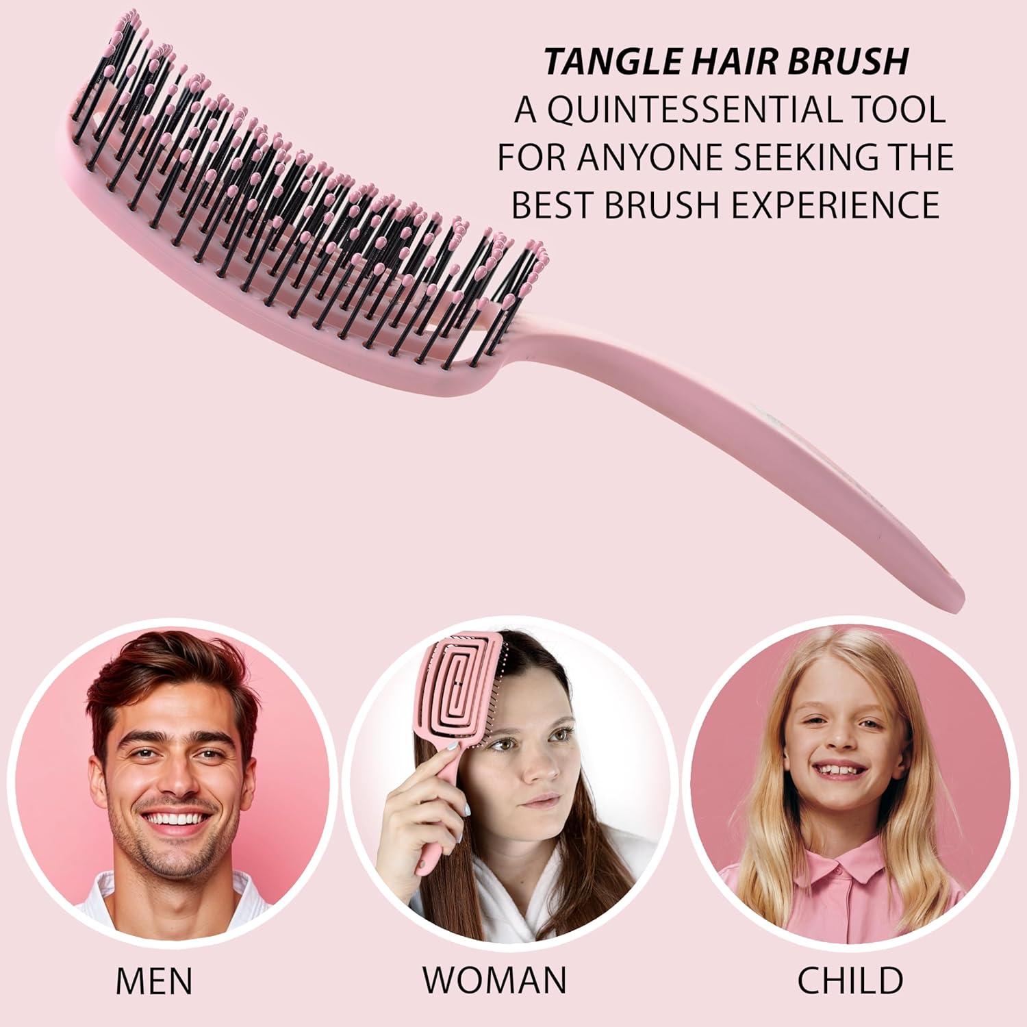 Cepillo Desenredante RS Essential's Rosa y Negro 25x8cm