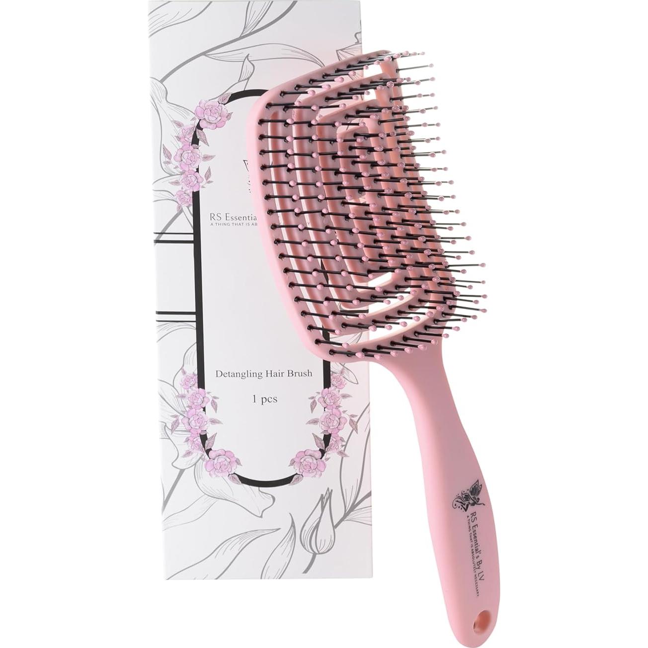 Cepillo Desenredante RS Essential's Rosa y Negro 25x8cm