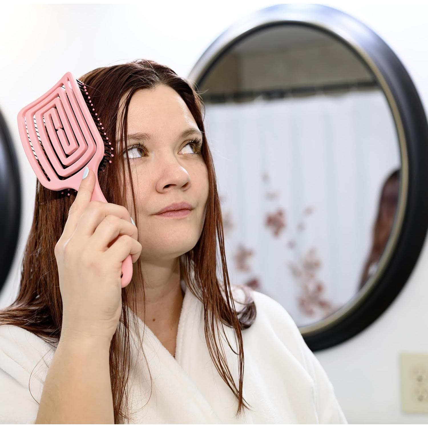 Cepillo Desenredante RS Essential's Rosa y Negro 25x8cm