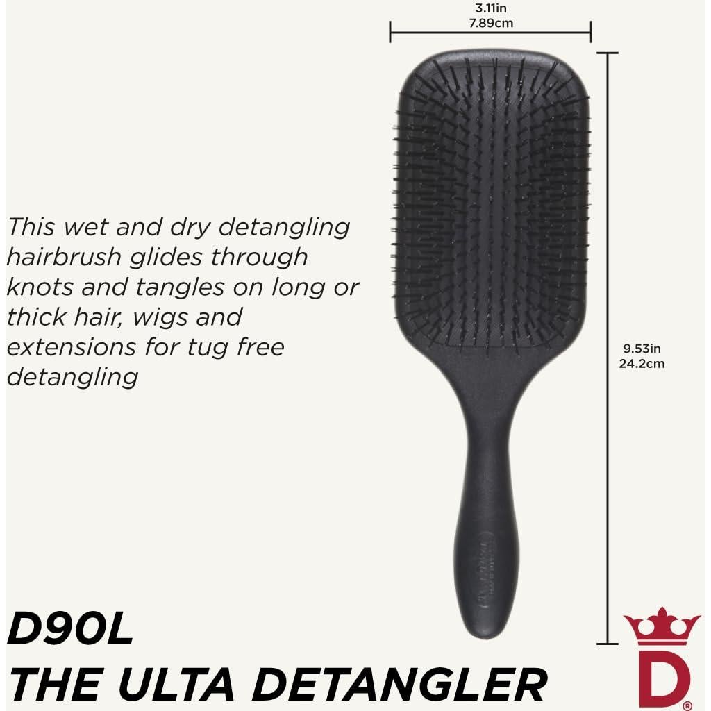 Cepillo Desenredante Denman D90L Negro con Cerdas Suaves