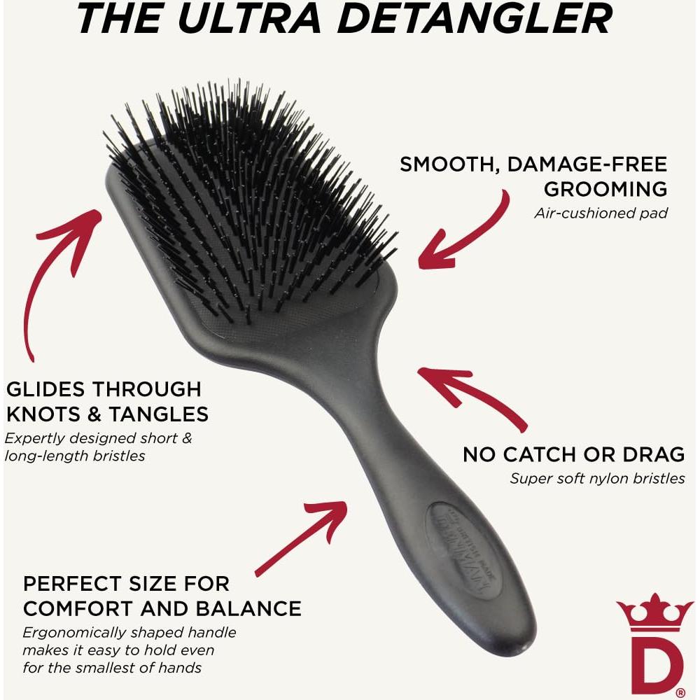 Cepillo Desenredante Denman D90L Negro con Cerdas Suaves